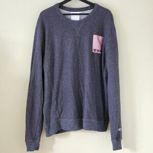 Champion x Wood Wood Sweatshirt Mens XL Heathered Gray LS Made In Italy Preppy